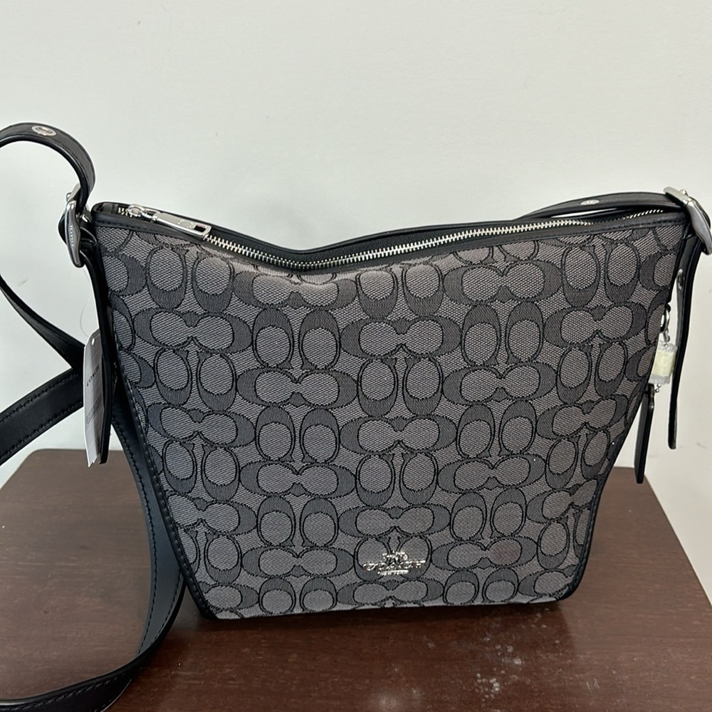 Coach Sig Small Dufflette black smoke logo crossbody purse